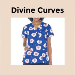 Divine Curves Women’s 3-Pocket V-Neck Scrub Top Size 2X